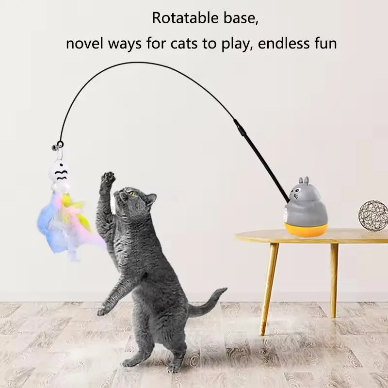 New Funny Cat Rotating Steel Stick and Feathers Toy