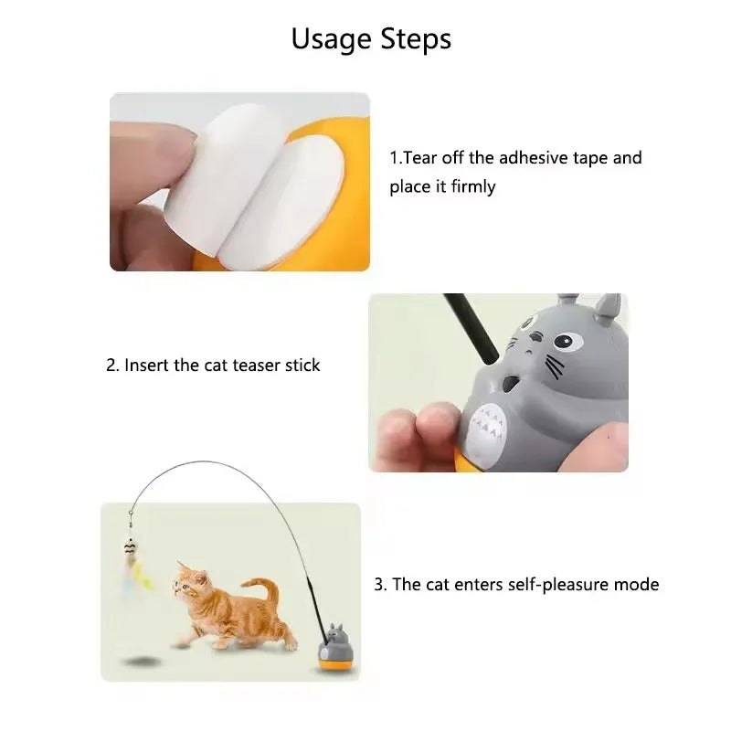 New Funny Cat Rotating Steel Stick and Feathers Toy